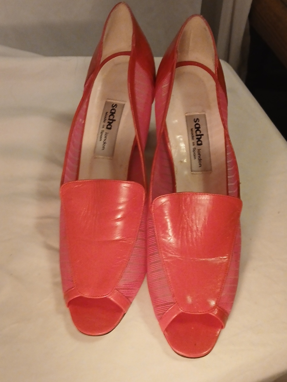 Sacha London Fushia Pink Leather Peep-Toe Heels